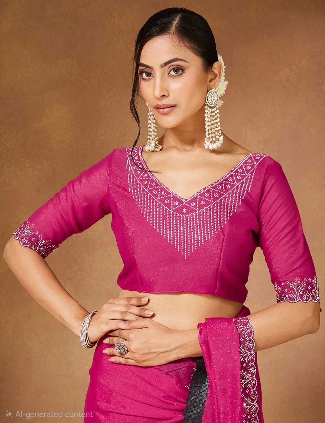 Pink Diamond-Studded Elegance Saree