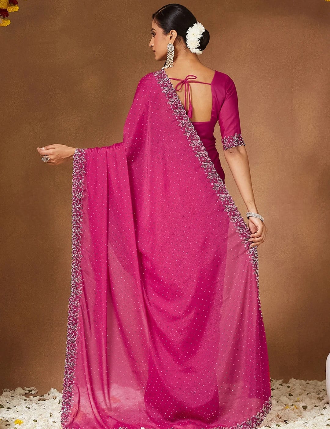 Pink Diamond-Studded Elegance Saree