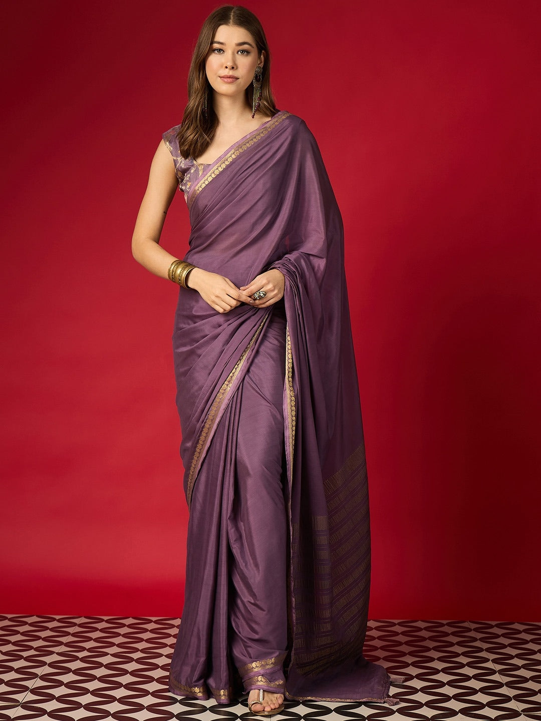 Dusky Plum Pure Silk Elegance Saree